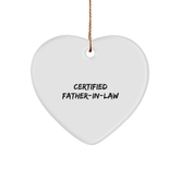 Funny Father-in-law Gifts for Christmas - 'Certified Father-in-law' Heart Ornament, Gifts from Men, for Dad-in-law - Image 1